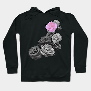 Black and white and a pink rose Hoodie